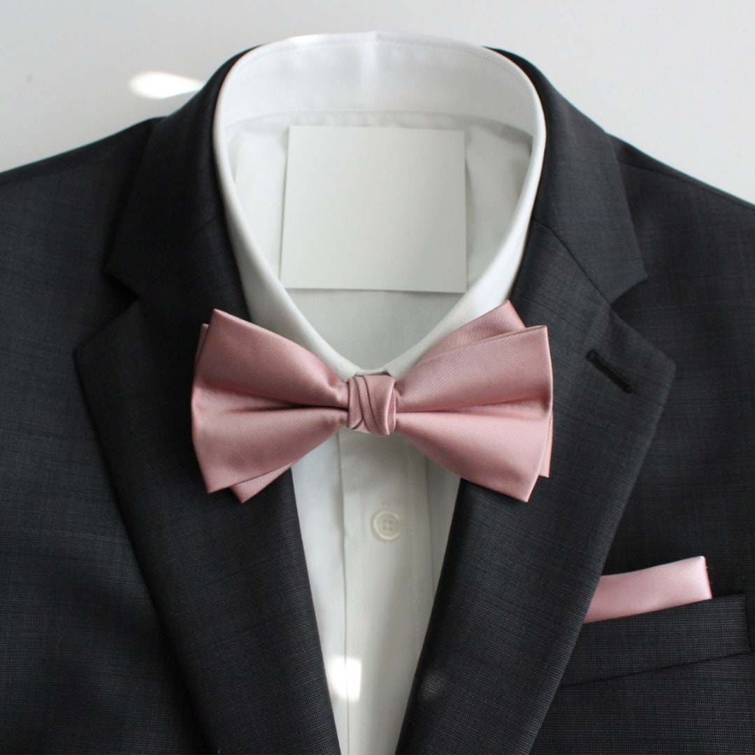 black dress shirt with pink bow tie Groomsmen