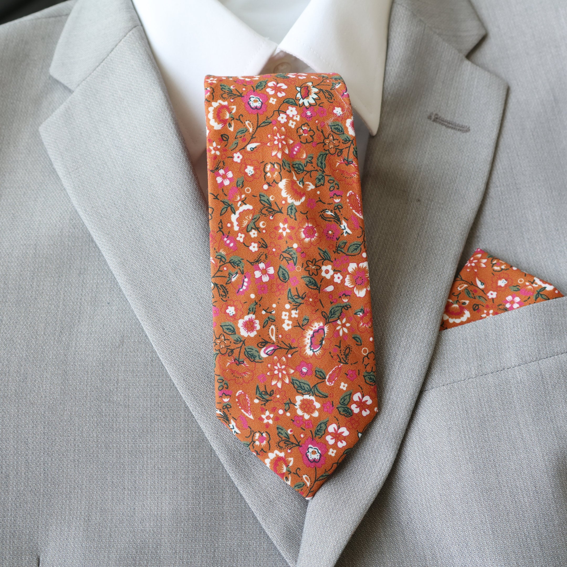 coral floral ties