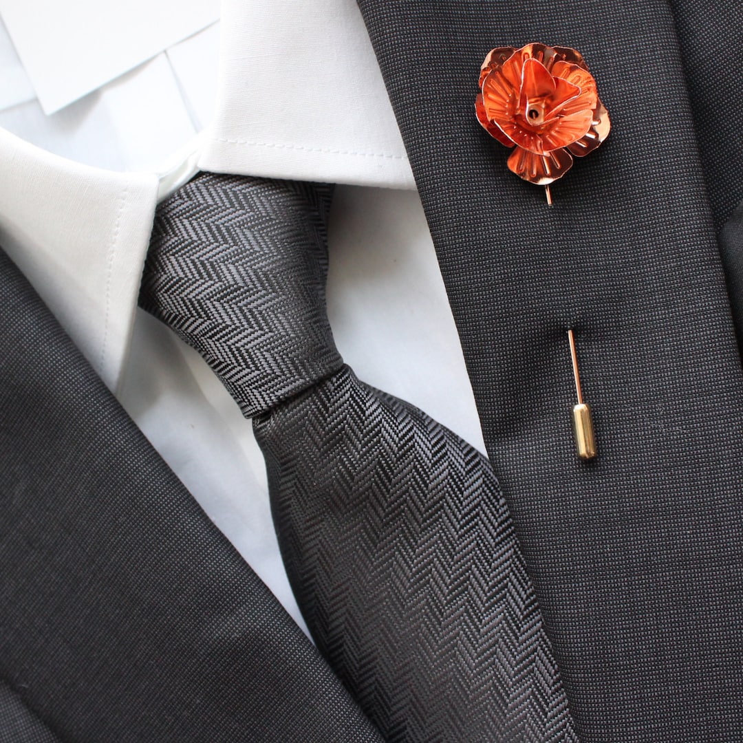 Metal Rose Flower Men's Suit Lapel Brooch Boutonneire Suit Pin Mens