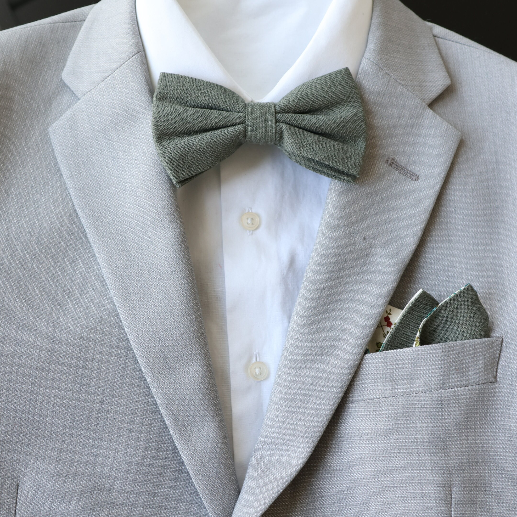 Moss Green Solid Cotton Bow Tie | Moss Bowties for Men | Boys Bow