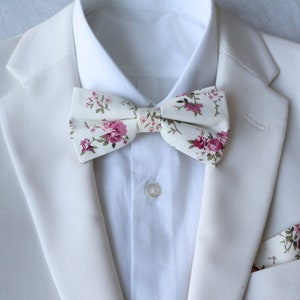 Sailor Cream & Pink Floral Men&#39;s Bowtie | Floral Men&#39;s Tie | Boys Bow Tie | Pink Wedding | Men&#39;s Necktie | Wedding Tie | Men&#39;s Fashion