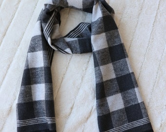 Gray Checkered Men's Cold Weather Winter Scarf | Shawl for Men | Gifts for Him | Christmas Gifts for Dad | Mens Neckwear | Fall Fashion