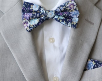 Nœud papillon violet à fleurs Ollie pour homme | Cravate florale lilas lavande | Cravates de mariage violettes | Nœuds papillon floraux violets | Noeud Papillon Père Fils