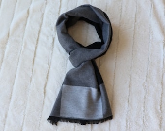 Black & Gray Colorblock Men's Cold Weather Winter Scarf | Scarves for Men | Gifts for Men | Suit Scarf | Christmas Gifts for Him | Shawl