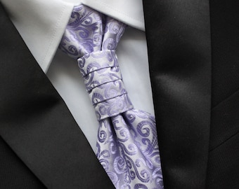 Serenity Lavender Paisley Pre-Tied Ruche Cravat Necktie | Lilac Ascot | Victorian Tie | Edwardian Tie | British Tie