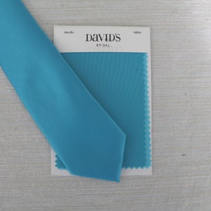 Malibu Blue Satin Men's Skinny Tie Blue Bow Tie David's Bridal Malibu ...