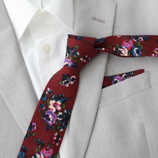 Kerry Wine Tie Floral Men's Wine Bow Tie | Cabernet Necktie | Burgundy Bow Tie | Rustic Wedding | Ties for Men | Men's Wear | Fathers Day