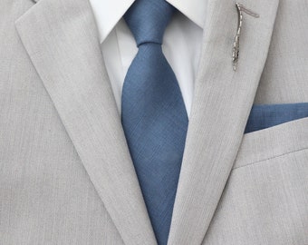 Cravate Remington bleu ardoise pour homme | Cravate bleu acier | Bleu crépuscule | Cravate bleue du soir | Mariage bleu | Cravates pour hommes | Cadeaux pour lui