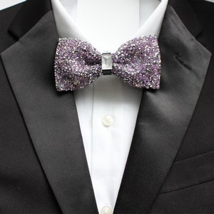 Sparkly Bowtie for Men | Lavender Purple Beaded Rhinestone Crystal Bow Tie | Lilac Bow Tie | Cruise Bow Tie | Prom Dance | Formal Wear