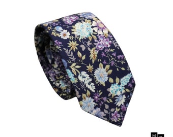 Ollie Purple Floral Men's Tie | Lavender Lilac Floral Necktie | Purple Wedding Ties for Men | Purple Floral Bowties | Father Son Bow Tie
