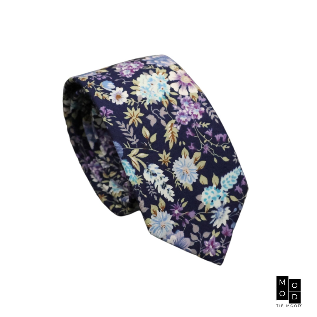 Ollie Purple Floral Skinny Tie | Lavender Lilac Wedding Tie