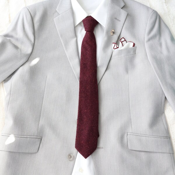 mens burgundy tie set