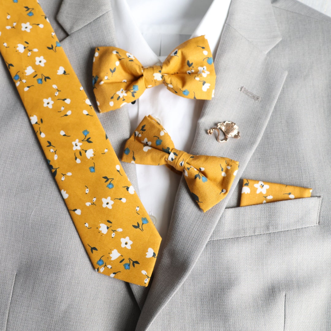 Bow Tie, Yellow Gingham, Wedding Bow Tie, Groom Bow Tie