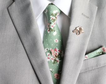 Taylor Sage Green Floral Men&#39;s Tie | Men&#39;s Bowtie | Sage Green Tie | Sage Green Wedding | Floral Tie | Groom Groomsmen | Gifts for Him