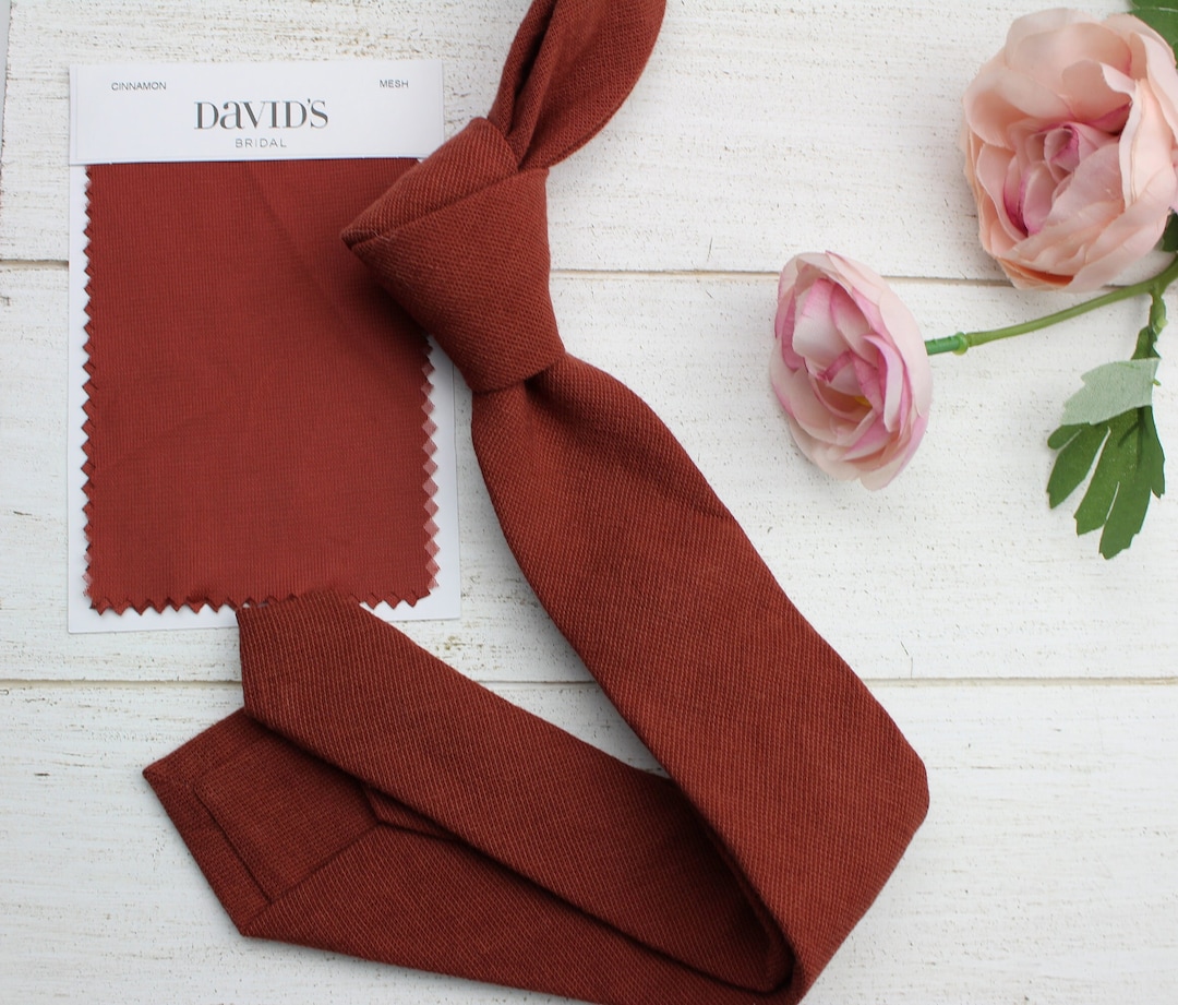 Cinnamon Mens Skinny Tie Adult & Kids Matching Bow Ties Self Tie Bow