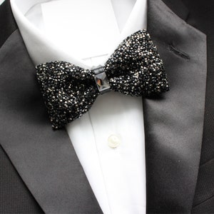 Sparkly Bowtie for Men | Black Beaded Rhinestone Crystal Bow Tie | Black Bow Tie | Cruise Formal Bowtie | Black Tie Affair