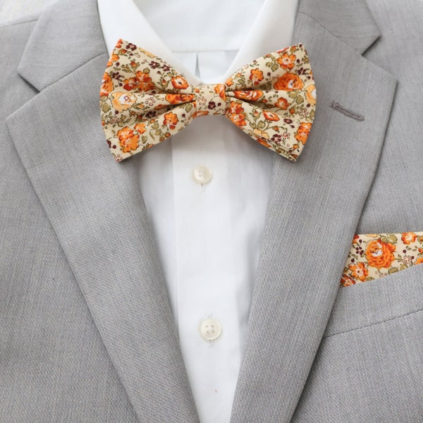 Darwin Marigold Yellow Floral Cotton Men's Bow Tie | Yellow Bowtie | Marigold Wedding | Men's Wear | Men's Fashion | Yellow Tie