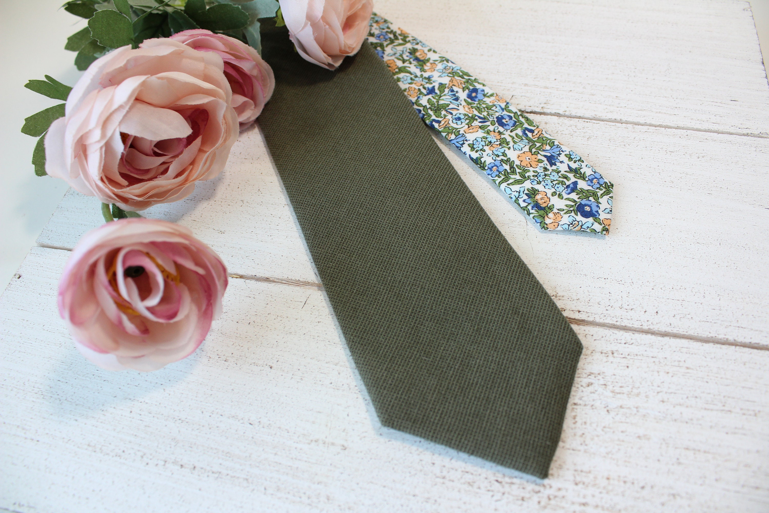 Flynn Dark Olive Green Mens Skinny Tie Olive Green Tie Etsy