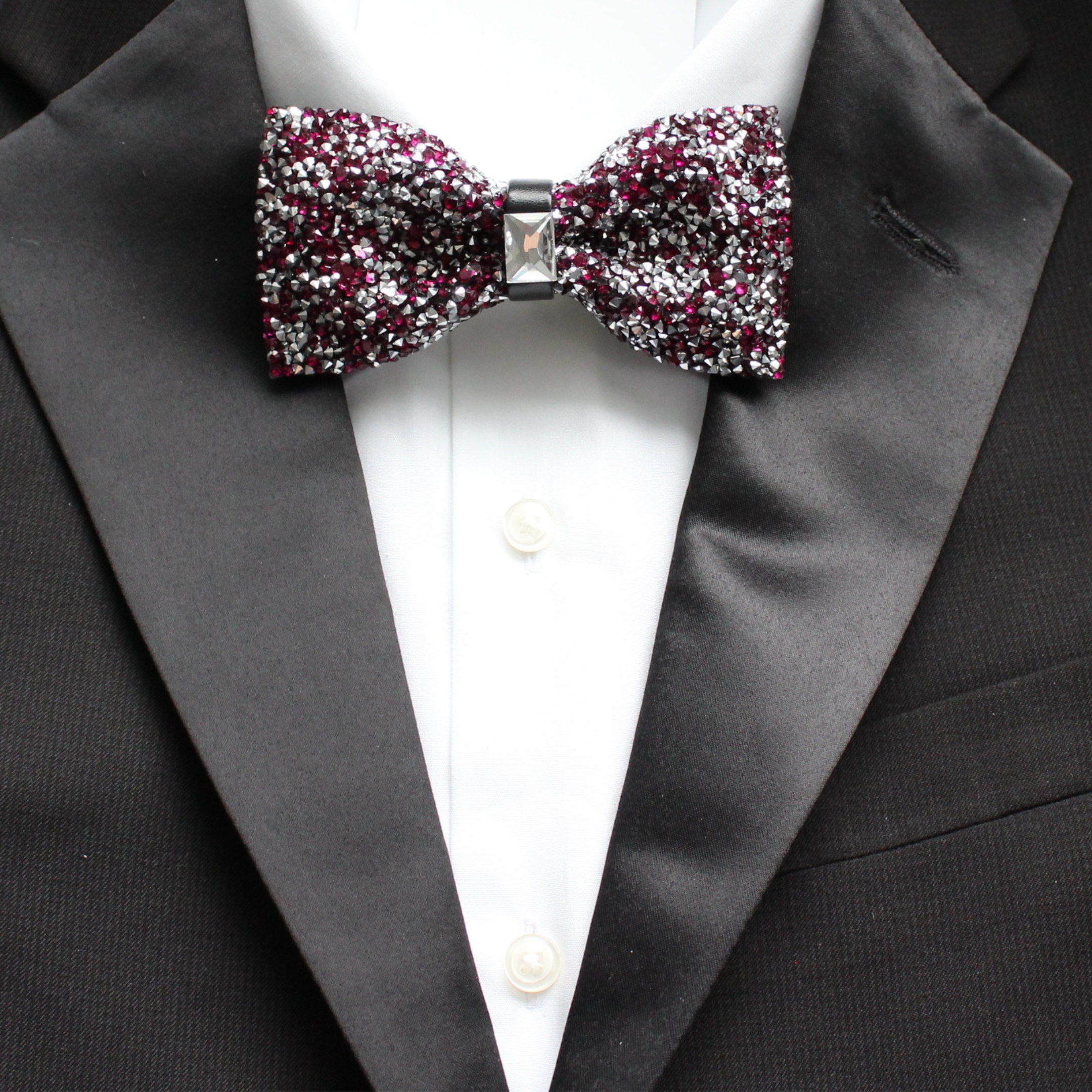 Black tux silver bow tie best sale