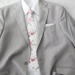 Keira Dusty Rose Floral Tie | Pink Men's Necktie | Dusty Rose Wedding Tie | Ties for Men | Pink Weddings | Ties for Groomsmen | Men's Style