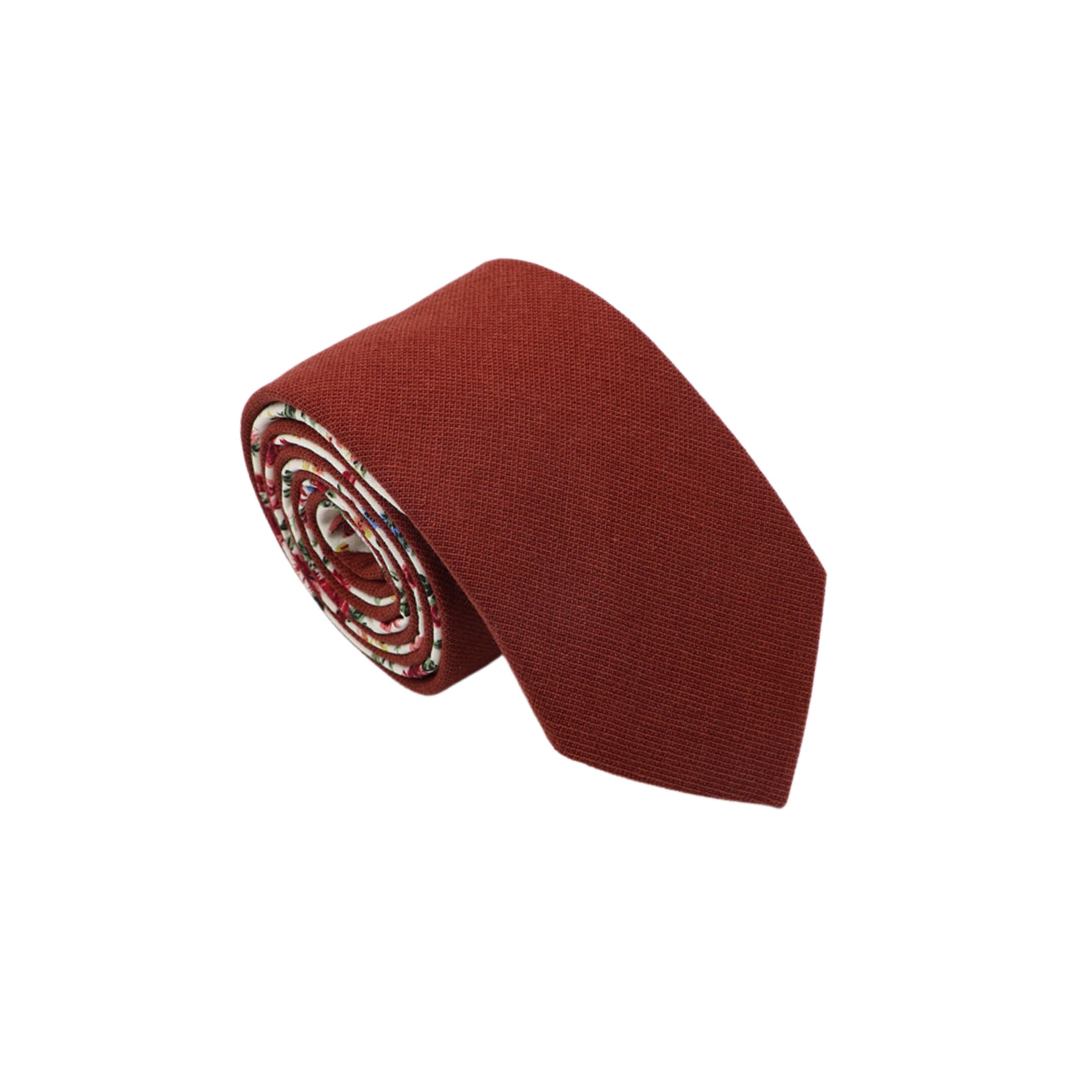 Cinnamon Floral Solid with Floral Tail Men's Skinny Tie Etsy