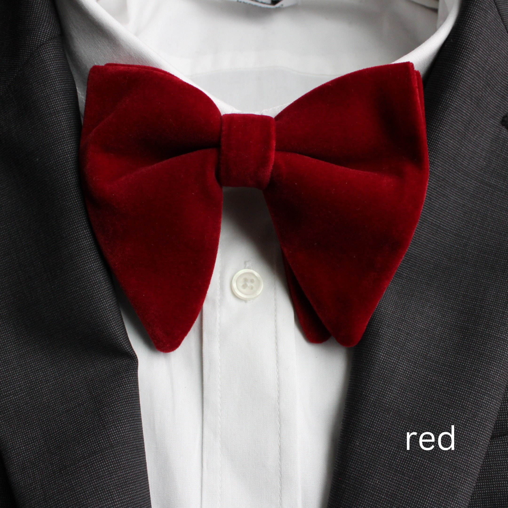Dark Red Velvet Oversized Bow Ties | Burgundy Bowtie | Long