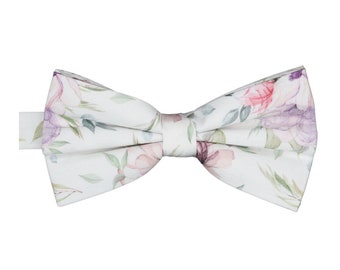 Keira Dusty Rose Floral Bow Tie | Pink Pre-Tied Bow Tie | Dusty Rose Wedding | Groomsmen Bowtie | Men&#39;s Accessories | Floral Bow Tie for Him