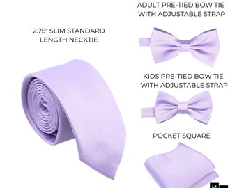 Men's Lilac Slim Tie | Light Purple Necktie | Lavender Tie for Men | Azazie Lilac | Lilac Weddings | Lilac Bow Ties | Men's Easter Tie