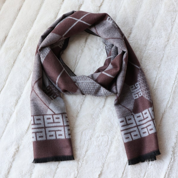 Brown Men's Cold Weather Winter Scarf | Fall Fashion Shawl | Mens Neckwear | Men's Fashion | Gifts for Him | Father's Day Gift