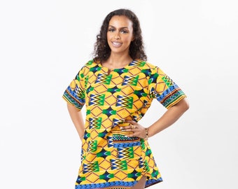 African Print Ladies Kente Shirt Dress