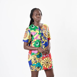 African print simple dress, Pull over dress, Mini dress, Ankara print dress, African print casual dress, African print office dress