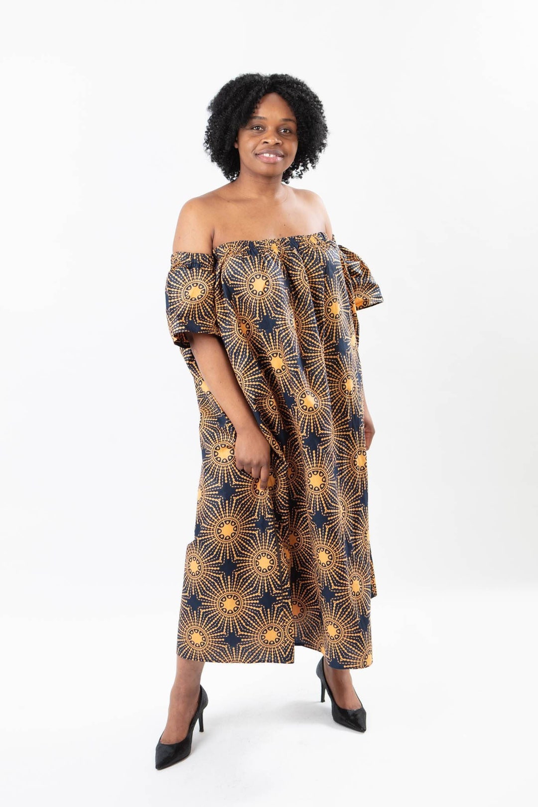 off shoulder ankara maxi dress Carla Off-Shoulder Ankara Wax Print Maxi Dress