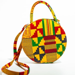 Handmade African Print Circle Bag Yellow, Green, Red & Black Bag