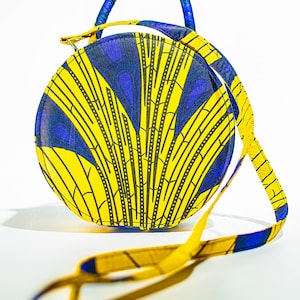 Handmade African Print Circle Bag Yellow & Blue Bag