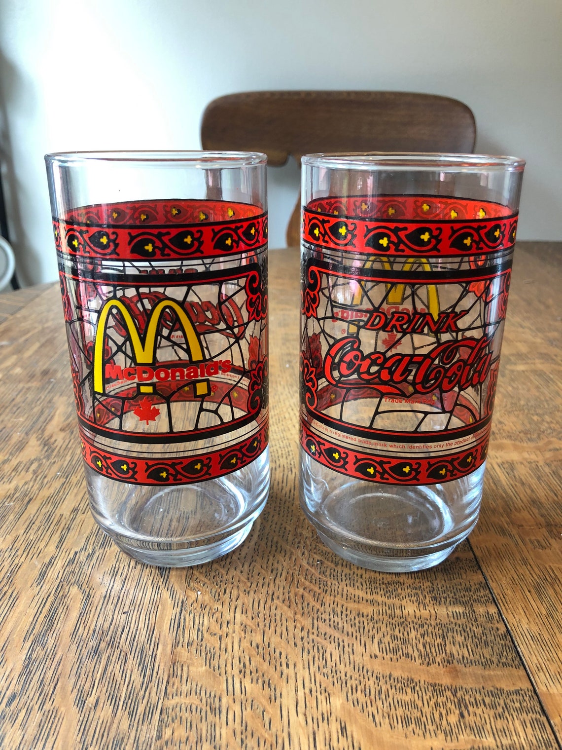 Pair of Mcdonalds Cocacola Glasses Stained Glass Style Etsy