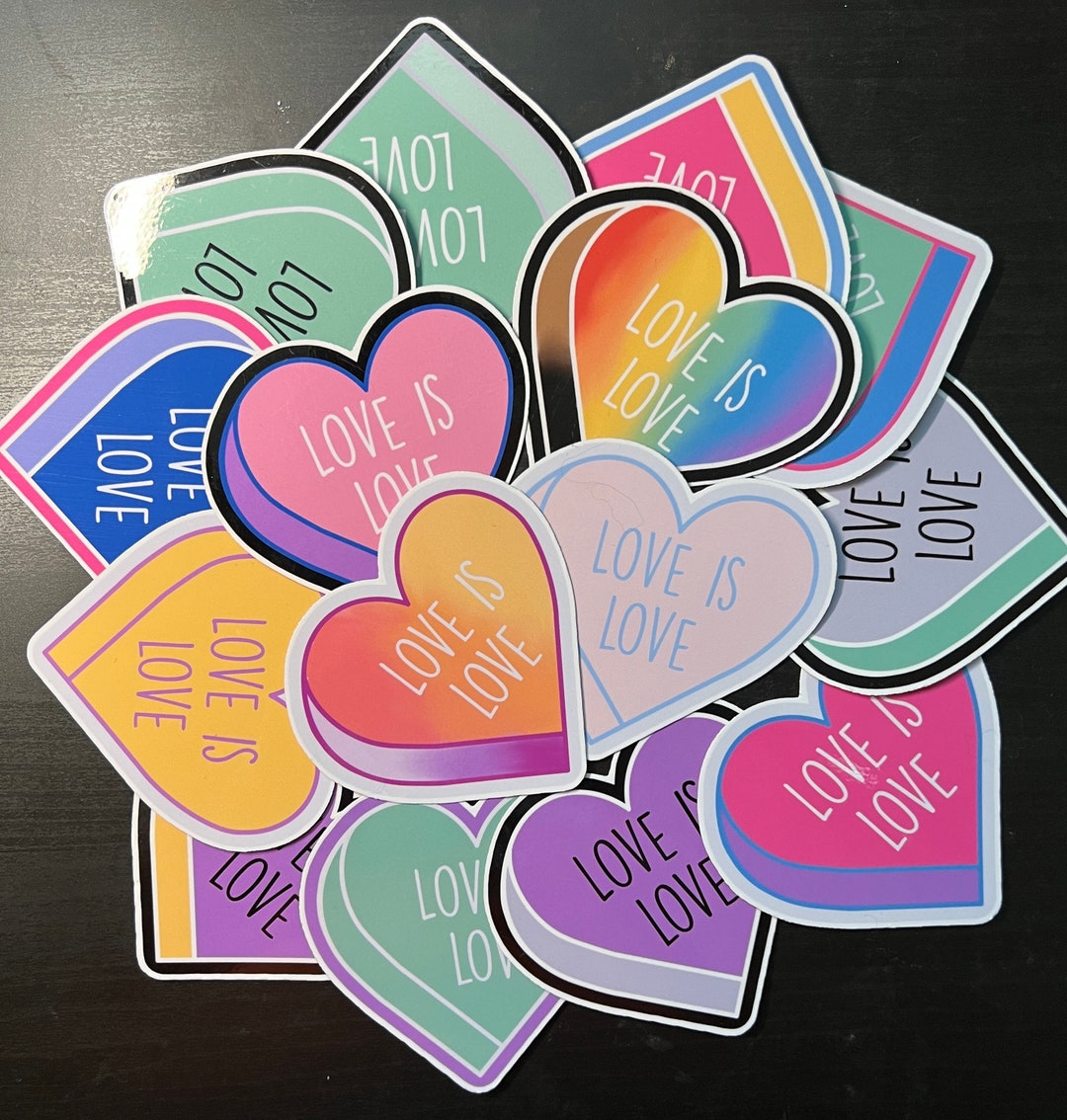 Pride Flag Inspired Candy Heart Vinyl Stickers - Etsy