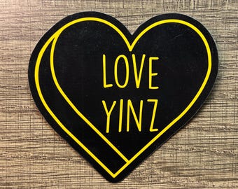 Love Yinz Pittsburgh Candy Heart Vinyl Sticker