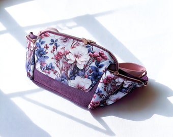 Colorful ladies shoulder bag | Bum bag flowers for boho and scandi lovers | practical bag with zipper