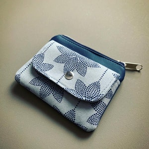Petit sac porte-monnaie avec fermeture éclair et rabat Coin Purse boho bleu
