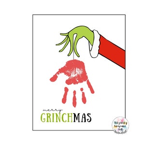 Merry Grinchmas Handabdruck Vorlage / Weihnachten Handabdruck Kunsthandwerk / Weihnachten Kunsthandwerk für Kinder / Vorschulalter Kunst / Druckbares Kunsthandwerk / Winter