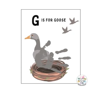 G es para plantilla de huella de mano de ganso / Letra G / Artesanía del alfabeto DIY / Actividad preescolar / Manualidades para niños pequeños / Impresión de arte para maestros / Arte escolar