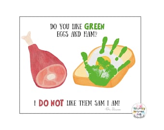 Green Eggs and Ham Handprint Art: Dr. Seuss Craft (Digital Download)