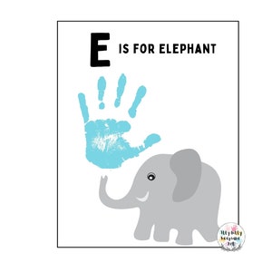 Plantilla de huella de mano de elefante con la letra E / Manualidad para hacer uno mismo / Actividades preescolares / Manualidades para niños pequeños / Impresión artística para maestros / Educación en el hogar