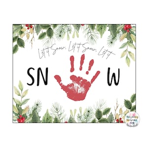 Let it Snow Handprint Template / Winter Handprint Art / DIY Printable Christmas Handprint Craft