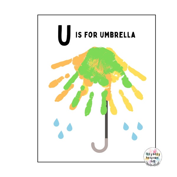 U is for Umbrella Handprint Template / Letter U / DIY Alphabet Craft / Preschool Activity / Toddler Craft / Teacher Art Print / Homeschool