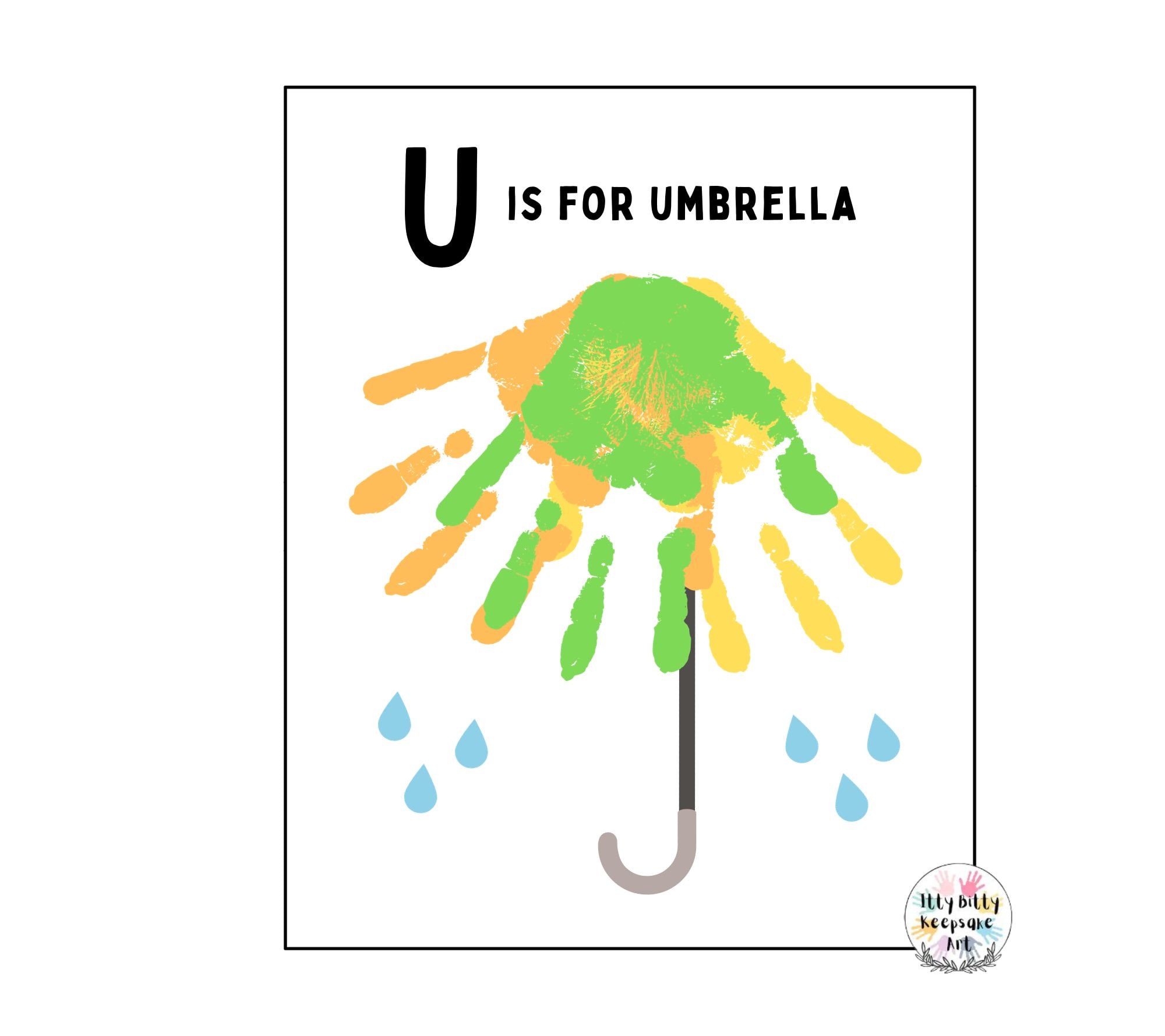 U is for Umbrella Handprint Template / Letter U / DIY Alphabet Craft / Preschool Activity / Toddler Craft / Teacher Art Print / Homeschool