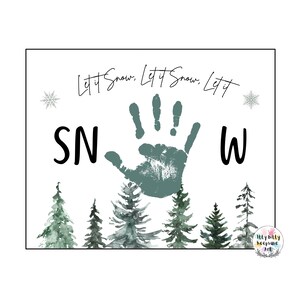 Let it Snow Handprint Template / Winter Handprint Art / DIY Printable Christmas Handprint Craft / Kids Seasonal Crafts / Winter Activities