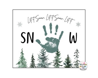 Let it Snow Handprint Art Template: Winter Kids Craft (Digital Download)