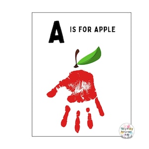 Plantilla de huella de mano con la letra A / A es para manzana / Manualidades para preescolar / Trabajo para maestros / Actividades para niños pequeños / Impresión artística para hacer uno mismo