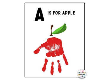 Letter A Handprint Template / A is for Apple / Preschool Crafts / Teacher Work / Toddler Activities / DIY Art Print
